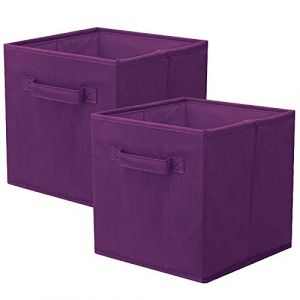 powerking Boîtes de rangement pour placards et jouets, boîtes de rangement en tissu pliables et tiroirs de rangement en tissu, lot de 2 (Violet Profond) (PowerKing FR, neuf)