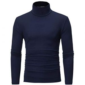 Homme T-Shirt Thermique Manches Longues Haut Thermique Hiver Pull Chaud Maillot de Corps sous-Vêtement de Détente Chemise à Col Roulé Top Sport Sweat Homme M-3XL Shirt (SUNNSEAN, neuf)