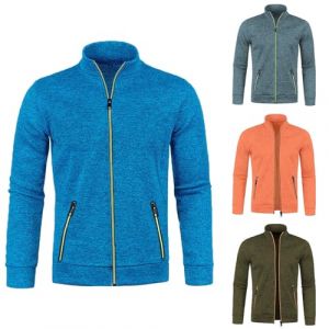 Sweat Sans Capuche Zippé Col Montant Homme - Veste Cardigan Sportswear Hiver - Manteau Blouson Mi-Saison - Pull Col Roulé Demi-Fermeture Éclair - Couleur Unie (yangmingmingamz, neuf)