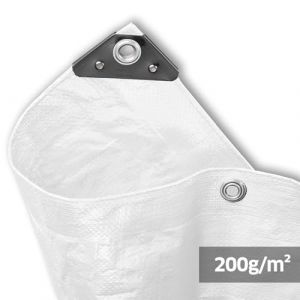 NOOR Bâche de Couverture Super - 200g/m² - 2x3 m - Blanc - Bâche Tout Usage pour Protection Contre Les intempéries - Idéale pour Le Jardin - stabilisée UV, enduite des Deux côtés, imperméable (outletstores-direct, neuf)