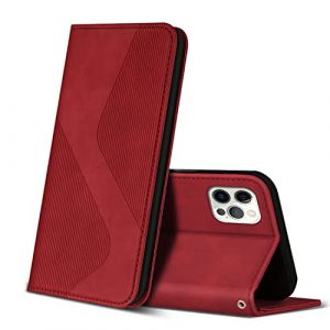 ZONNAVI Coque pour iPhone 12 / iPhone 12 Pro, Premium &Eacute;tui Housse en Cuir de Protection avec [Emplacements Cartes] [Magnetique], Clapet Folio Portefeuille pour iPhone 12 / iPhone 12 Pro (Rouge) (ZONNAVI, neuf)
