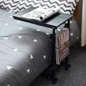 sogesfurniture Table d'appoint Bout de canapé Hauteur Réglable, Moderne Table Basse Table Roulant d'ordinateur Portable pour Canapé Lit, 48x30x56-76cm, Noir BHEU-C6-BK (SogesGame EU, neuf)