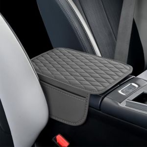 Coussin accoudoir voiture, Le Imperméable coussin d'accoudoir de voiture doté de deux sacs de rangement, Coussin universel en cuir - Pour accoudoir de voiture, pour la Plupart des Voitures(Gris) (ROBFLOR MARKET CARS, neuf)
