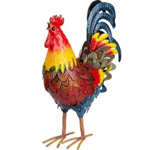 Velibobo Statue d'ext&eacute;rieur en m&eacute;tal - D&eacute;coration de jardin - Coq - Sculptures d'art pour cuisine, ferme, arri&egrave;re-cour, pelouse (bleu) (RAYZENG, neuf)