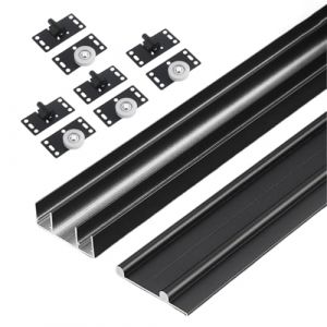 Unikicool Rail Porte Coulissante Double,Kit Porte Coulissante Rail Double,Kit Porte Coulissante,Rail pour Porte coulissante Placard,pour Portes de Placards et de Salle de Bain. (Unikicool, neuf)
