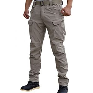Onsoyours Pantalon Cargo Homme Multipoches Zippé Mince Combat de Travail Imperméable Militaire Tactique pour Casual Activités en Plein Air C Kaki L (Dear Shall Good Inc., neuf)