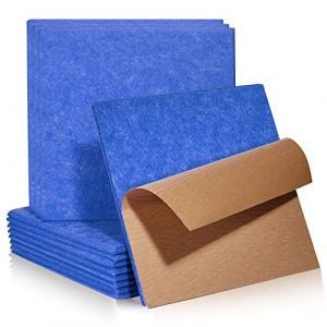 Lot de 12 plaques acoustiques carrées auto-adhésives - Absorbeurs acoustiques - Haute densité - Pour mur, plafond, bois et porte - Panneau acoustique - Plaque acoustique - 30 x 30 x 0,9 cm - Bleu (Lanbow-eu, neuf)
