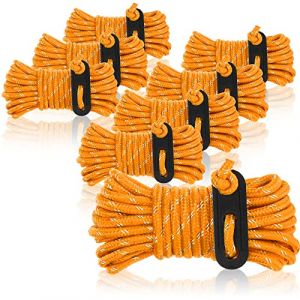 COM-FOUR® 8X haubans Chaque 4m pour Le Camping réfléchissant en Orange - Cordon de Tente avec Boucle de hauban - Cordon de Camping - tendeur de Corde - Corde de Tente - Sangle tempête (COM-FOUR  Vertriebs GmbH, neuf)