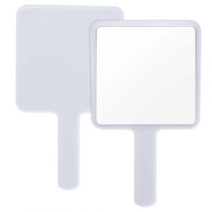 Miroirs à Main,Miroir à Main de Coiffure,Miroir Maquillage Carré avec Poignée,Miroir Polyvalent pour Voyage,Miroir Salon de Coiffure à Domicile,pour Salle de Bain,Bureau,Maquillage,Beauté (Blanc) (oakallow, neuf)