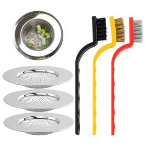 3Pcs Filtre &agrave; Cheveux en Acier Inoxydable, Filtre &agrave; &Eacute;vier de Vidange, Grille Evier Cuisine Protection de Drain Filtre Evier pour Salle de Bain, Baignoire, Cuisine(7,5cm) (CARANNAC LTD, neuf)
