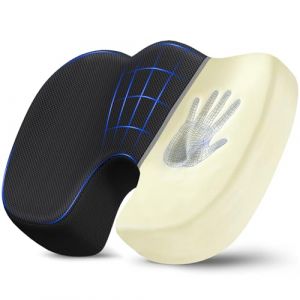 Benazcap Coussin Coccyx Coussin Ergonomique d'assise pour Chaise de Bureau Coussin d'assise Respirant, Mousse à mémoire de Forme pour Le soulagement de la Douleur (XCL UK, neuf)