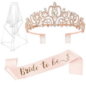 Bride to Be Evjf Accessoire Enterrement De Vie De Jeune Fille, Or Rose Echarpe Evjf, Kit Evjf Voile Mariée Echarpe Écharpe Future Mariée Voile Blanc Accessoire Drole Pour Fête Mariage Soirée (QIFU-UK Direct, neuf)