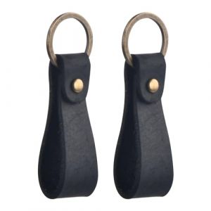 Wisebom Porte-Clés en Cuir Veritable Qualité, 2Pcs Porte-Clés avec Lanière en Cuir et Boucle de Cuivre, Anneaux Porte Clé de Voiture Sangle en Cuir pour Homme Femme (Noir) (laughhe, neuf)
