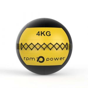 RPM Power Wall Ball &ndash; ballon m&eacute;dical souple/ballon mural pour l'entra&icirc;nement complet et les exercices de force (2 kg - 10 kg) (4 kg - Jaune) (Powerspin, neuf)