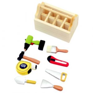 GXGM Boîte à Outils pour Maison de Poupée avec 8 Mini Outils 1:12, Accessoires pour Maison de Poupée,Mini Boîte à Outils en Résine, Ornements Décoratifs,Caisse A Outil Complete (GXGM, neuf)