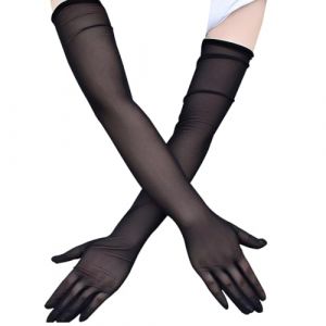 YOFDAL 1 PCS Long Gants Noir,gant noir,Tenue Festival Femme, Transparent Extensible Doigts Longs Unisexe, Collant Maille Voir &agrave; Travers de Soir&eacute;e Mariage Sexy (Stivenimallmass O&Uuml;, neuf)