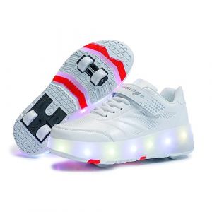 Chaussures de Sport pour Enfants &agrave; 4 Roues, pour gar&ccedil;ons et Filles, id&eacute;ales pour Les f&ecirc;tes d'anniversaire et No&euml;l, Meilleur Cadeau, Blanc 35 (Golden Bridge Store, neuf)