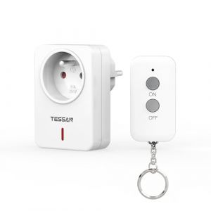 TESSAN Prise Telecommande Sans Fil, Portée 30M, 2300W Prise Télécommandée Avec Interrupteur, Commandée Pour Lampe et Électroménager, Préprogrammé Pour une Utilisation en Intérieur (Tspower, neuf)