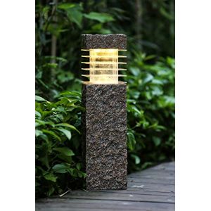 Lampe solaire sur pied aspect pierre 43,5 x 12 cm Lampe de jardin Lampe de chemin Lampe d'extérieur Lampe décorative (Arnusa-Shop, neuf)