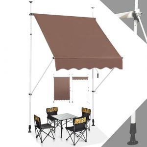 RELAX4LIFE Store Banne Manuel sans Perçage, Auvent Balcon Rétractable avec Manivelle, Tissu Oxford Anti-UV Imperméable, Hauteur Réglable 2-3 M, Store Banne pour Porte Fenêtre (Marron,150 X 125 cm) (RELAX4LIFE, neuf)