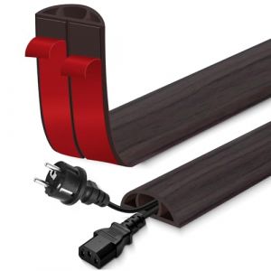 Passage de Cable au Sol adh&eacute;sif goulotte Passe Cable Flexible en PVC pour la Management Bureau de Sol (Bois Noyer Noir, 30mm&times;3m) (Lefunom-eu, neuf)