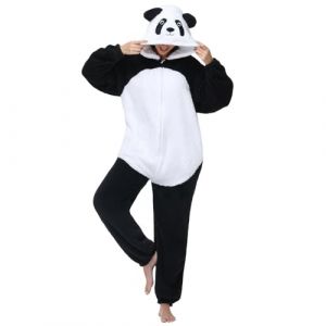 Luojida Combinaison Unisexe Adulte Pyjama Onesies Animal Cosplay Panda Deguisement Deguisement Halloween Femme Homme a Capuche ‌Zip Kigurumi Halloween Costume Animaux Carnaval (Luojida, neuf)