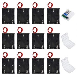 GTIWUNG 12 Pi&egrave;ces 3AA Support de Batterie 3 x 1,5V Battery Holder Box Case, Coupleur Pile AA par 3 Noir, 3 Pi&egrave;ces Boite Rangement Piles AA et AAA Stockage Coffre Transparent (GTIWUNG-FR, neuf)