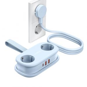 ORICO Multiprise Voyage 2 Prises et USB-C 20W PD, Bleu, Compacte & Portable, Compatible avec Bureau/Maison/Bateau, Cordon 1,5m (AP3) (ORICO Official Store, neuf)