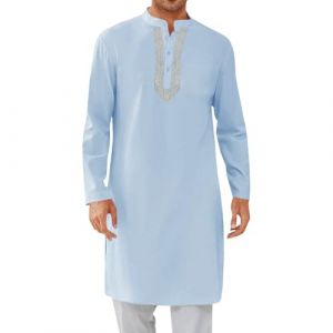 G&eacute;n&eacute;rique Djellaba Homme Africain Boubou Caftan Marocain Mariage Tenue Africaine Vetement Indien Eid Dengri Tunisien Musulman T-Shirt De Pri&egrave;re Dubai Peignoir Saoudien Arabe (Loolik, neuf)