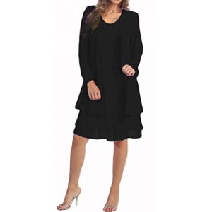 Minetom Femme Robe De Soiree F&ecirc;te Dentelle Dress De Ceremonie Mariage Cocktail sans Manche Tulle Bol&eacute;ros Demoiselle d'honneur Robe J Noir 46 (B.W.S KIT, neuf)