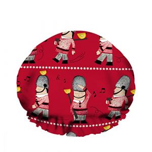 Double bonnet de bain imperméable à l'eau Queens Guard soldat comportement différent mignon dessin animé étoile réutilisable mode chapeau de douche pour femmes beauté, bain cheveux spa, maison hôtel (2MACAXN9K15, neuf)