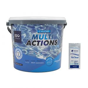 EDG by AQUALUX Chlore MULTIACTIONS Galets 250g - 5kg | Chlore Lent Stabilisé Multiaction - Désinfection Régulière Multifonction - Dissolution Lente + 10 Tests HPS OFFERTS 6 en 1 (HEXAGON PISCINE ET SPA, neuf)