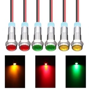 Cerioll LED Métal Indicateur Lampe, LED Indicateur Panneau Pilote Témoin D'avertissement, 6mm Voyant LED, LED Indicateur En Métal Lampe, 6mm Indicateur LED, AC/DC 110-220V 6mm LED Voyant Lumineux (charey, neuf)
