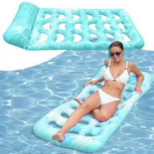 Matelas Gonflable Piscine,Fauteuil Gonflable de Piscine Chaise,Hamac Gonflable,Plaisir D'été,Flottante Flotteur de Matelas avec Trou,Surf Eau Jouet,Fête D'été,pour Adultes - 170 x 80 cm - Bleu (Chengyuan-EU, neuf)