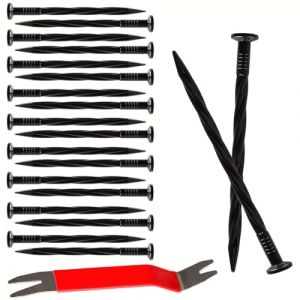 Lot de 50 piquets en métal pour gazon artificiel, grands clous d'aménagement paysager de calibre 6, agrafes d'ancrage vertes pour jardin, pelouse, pavé pour bordure de pavé (15 cm, 100) (GuoLeTong, neuf)