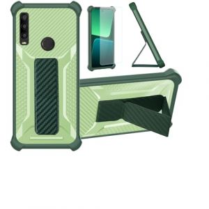 bojioderf Coque pour Alcatel 3L 2020 Coque Étui Case Cover Hybride [avec Protection d'écran en Verre trempé] [Support magnétique Pliable] [givré résistant aux Empreintes digitales] Vert (Oujietong, neuf)