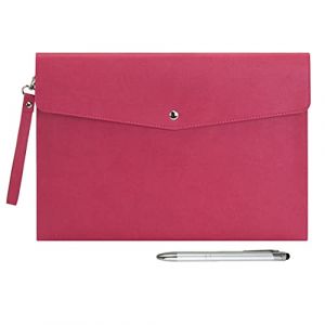 Wonderpool Porte-Documents Multifonction A4 en Simili Cuir - Porte-Documents pour Papier à Lettres et Organisateur de Papeterie, étui pour Tablette (Rouge Prune) (Wonderpool eu, neuf)