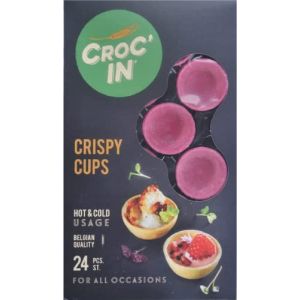 CROC’IN – Coupelles Comestibles à Garnir Fushia – Fond de Tarte Pour Pâtisserie ou Apéritif – Confection Artisanale & Vegan – 24 pièces (FOOD N'JOY, neuf)