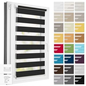 Estika Store Enrouleur Jour Nuit Klemmfix sans perçage - Largeur au Choix Tous Les 1 cm - 70 x 120 cm - Noir - Store à enroulement, Double Tissu, pour fenêtres intérieures (Estika, neuf)