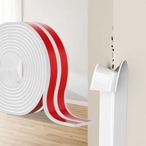 Protection Angle Mur Adh&eacute;sif, Bandes Corniere en TPE, Plinthe Souple &Eacute;paisse en Forme de L Baguette Angle pour Murs, Portes, Cuisine, Fen&ecirc;tres, Id&eacute;al pour R&eacute;novations DIY (Blanc, 6cm x 8M) (HengRongSh-EU, neuf)