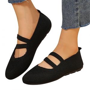 Ballerine Noire Femme Confortable, Pied Large De Danse Chaussure Femme Compensée, Mocassin Plates Confort Chic Et Elegant Pas Cher, Pantoufle Pieds Larges Chaussures De Randonnée Sexy (ChaoWenMao, neuf)
