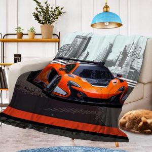 Couverture de voiture de sport douillette, chaude et moelleuse, couverture pour enfants en flanelle de voiture de course, couverture en microfibre pour canap&eacute;, d&eacute;coration de pi&egrave;ce (voiture de course 1 (HYLin, neuf)