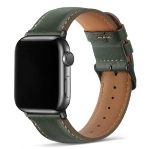 Tasikar Compatible pour Bracelet Apple Watch 45mm 44mm 42mm 49mm Cuir Véritable Bracelet Remplacement Compatible avec Apple Watch Ultra Séries 9/8/7 (45mm) SE/6/5/4 (44mm) 3/2/1 (42mm)-Vert (Tasikar-FR, neuf)