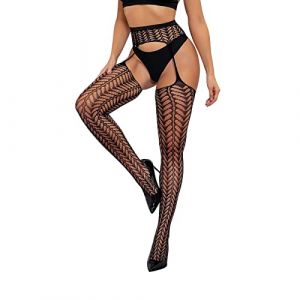 LKRSEEF Autofixant Guepiere Femme Ouvert Vintage Ensemble Dentelle Sexy &Eacute;rotique Bas Grande Taille Collant Autofixant Collant R&eacute;sille Transparente Femme Combinaison Nylon Livraison 24h (LKRSEEF FASHION, neuf)