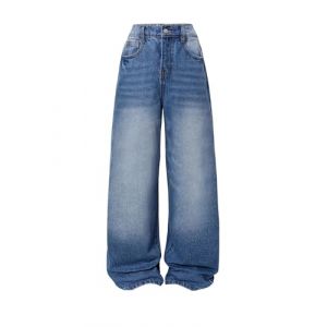 Pantalon Fille 4 Ans Robe en Jean Baggy Jeans Sweats À Capuche Salopettes Et Combinaisons Moto Tenue Hip Hop Pantalons Patte D'éléphant Enfant Crop Top Blanc (RichesXF, neuf)