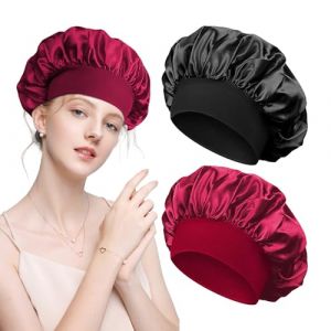 Lot de 2 bonnets en soie pour dormir - Bonnet en soie - Bonnet de sommeil - Bonnet de sommeil - Bonnet de nuit - Bonnet de sommeil - Pour homme, femme, enfant - Protection des cheveux de nuit (HengShuiXiangShengShangMaoYouXianGongSi, neuf)