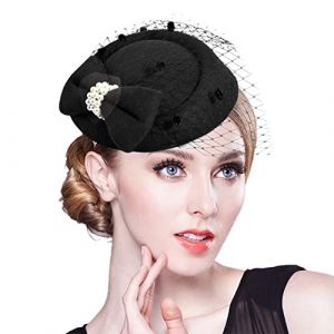 AHDMR Chapeau Bibi Mariage &Eacute;l&eacute;gant Femme Coiffure &agrave; Cheveux avec Voilette Petit B&eacute;ret de Mari&eacute;e Chic Fascinateur Chapeau des Ann&eacute;es 1920 R&eacute;tro Serre-T&ecirc;te Mariage pour Mariage C&eacute;r&eacute;monie Soir&eacute;e &Eacute;glise (AmoureuxUK, neuf)