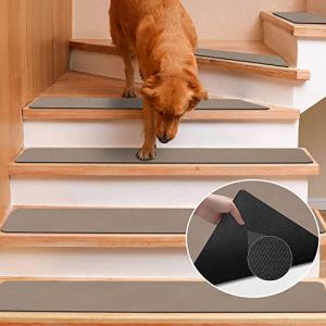 GOYLSER Marchettes d'escalier,Escalier antidérapant, Glissière d'escalier aothia pour marches en Bois,Tapis d'escalier de sous - Sol pour Animaux domestiques et Enfants, Marron (76x20cm,Lot de 15) (Aothia FR, neuf)