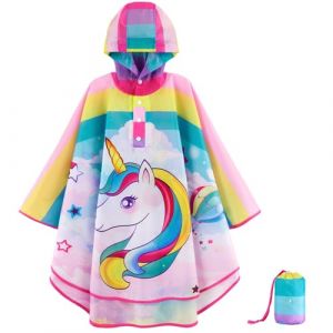 WAWSAM Poncho de Pluie Imperméable pour Enfant Garçons Filles Poncho de Pluie Léger Vestes de Pluie (SensDirect, neuf)