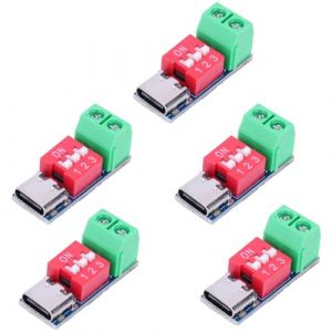 5pcs USB C PD Trigger Board Module, PD/QC Decoy Board, tension r&eacute;glable 5/9/12/15/20V, 100W, DIP r&eacute;glage, Power Delivery Boost Module, Charge &agrave; grande vitesse (supasi, neuf)